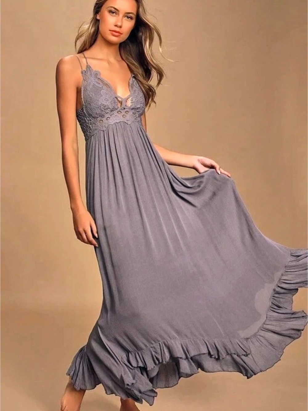 Free People Adella Maxi Slip Dress Purple Small